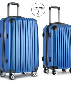 Wanderlite 2 Piece Lightweight Hard Suit Case Luggage Blue