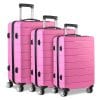 Wanderlite 3PC Luggage Suitcase Trolley - Pink