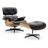 Replica Eames Lounge Chair & Ottoman Black Top Layer Genuine Leather / Walnut Wood