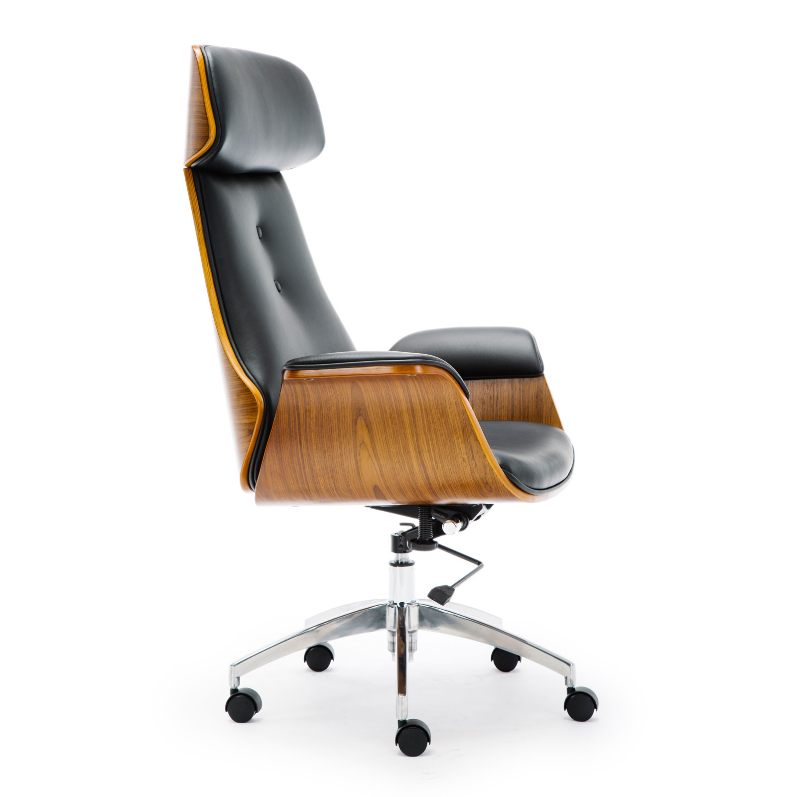 Wooden Pu Leather Office Chair, Wood Leather Desk Chair